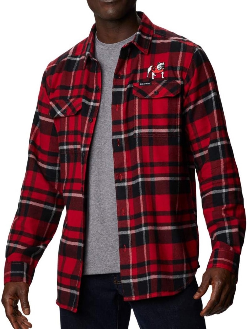 Columbia Flare Gun Flannel Long Sleeve Button-Up Georgia Bulldogs College Size L
